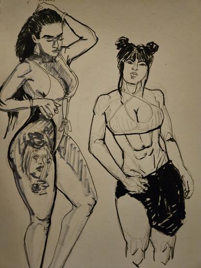 Fan art of Silvana Lee and Jade Miura, based on Instagram posts. Drawn in January 2025.