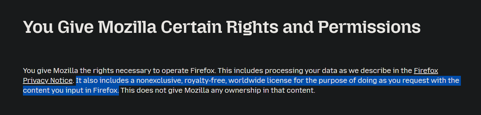 PL: Część TOS firefox-a
EN: Part of firefox's TOS