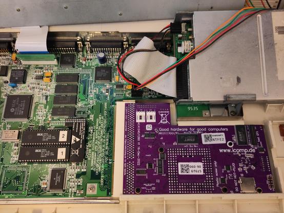 ACA1260 accelerator fitted inside an Amiga 1200.