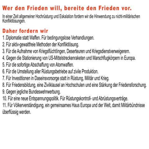 Forderungen Ulmer Ostermarsch 2025