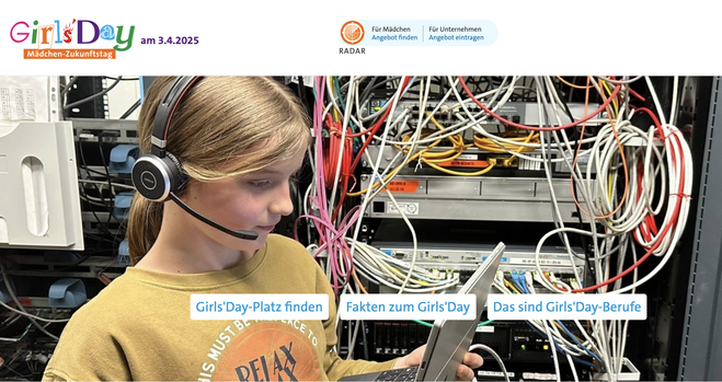 Screenshot of the Girls' Day Website. 
