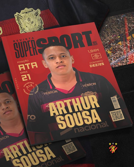 Arte para apresentação do jogador Arthur Sousa no Sport Recife.
