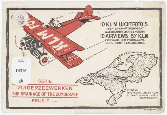 Envelope from a promotional set of airviews by K.L.M. in 1928. From the Vrije Universiteit map collections.