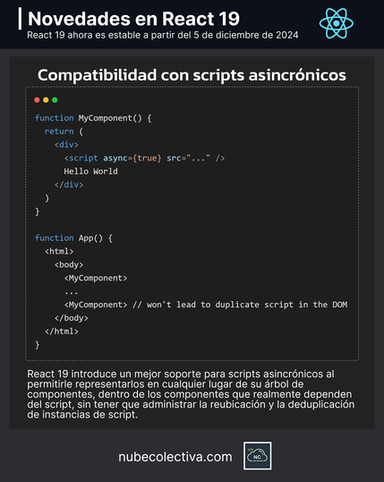 Compatibilidad con Scripts Asincrónicos en React 19 !