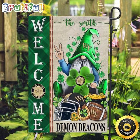 NCAA Wake Forest Demon Deacons Garden Flag St Patricks Day Gnome Shamrock Welcome Garden Flag