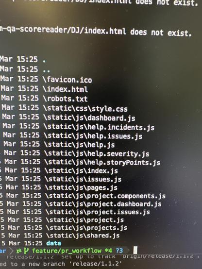 A screenshot of a terminal displaying a directory listing of files and folders. They use \ as path separators, even though this was not generated on Windows.