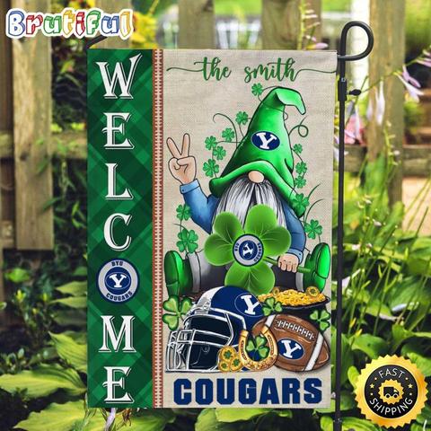 NCAA BYU Garden Flag St Patricks Day Gnome Shamrock Welcome Garden Flag