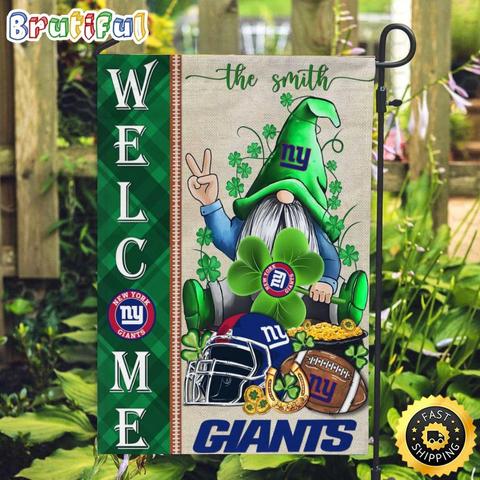 NFL New York Giants Garden Flag St Patricks Day Gnome Shamrock Welcome Garden Flag