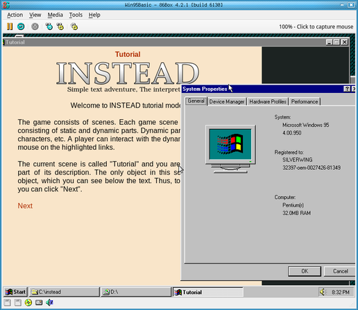 INSTEAD on Windows 95