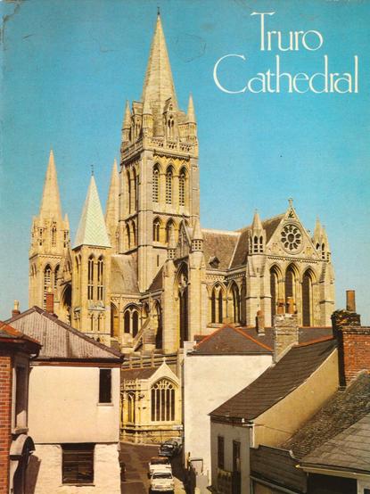The front cover of the 1984 Truro Cathedral guide book by Henry Lloyd, with title in white against a colour photo of the cathedral taken from St Mary's Street.