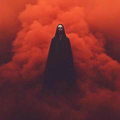 apex perspective / ripped devil in a black cloak / standing in a temple of love / brash attitude/ brash expression / fearsome / dark murky vermillion brimstone smoke / distinctive tonality / atmospheric / dark lighting / harsh contrast / harsh rawness / dynamic / powerful / eerie / fearsome / foreboding / imposing / intimidating / macabre / menacing / moody / mysterious / ominous / strange / tumultuous / uncanny --v 6.1 - stylize 500 --style raw --chaos 10 --weird 10 --q 2 --no women, girls, females