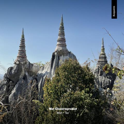 Artwork of the album with photo of chedis on top of the mountain in Wat Chalermprakiat 