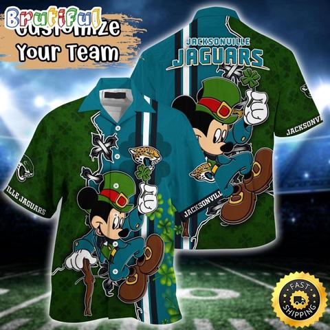 Customized NFL Jacksonville Jaguars Hawaiian Shirt Mickey Mouse Saint Patricks Day Hawaii Shirt
