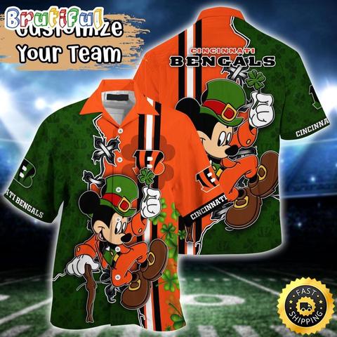 Customized NFL Cincinnati Bengals Hawaiian Shirt Mickey Mouse Saint Patricks Day Hawaii Shirt