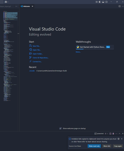 VS Code screenshot with liveshare