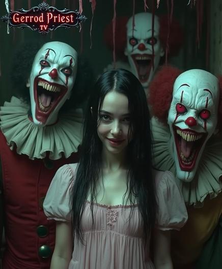 Amy, Art, Gerrod Priest, Photo of a girl with evil clowns