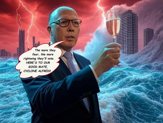 The more they fear, the more right wing they'll vote. (AI assisted cartoon by me)