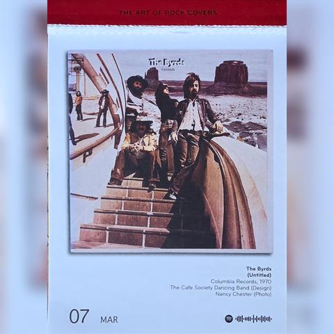 Abreißtageskalender mit dem Kalenderblatt des Vinyl-Covers der LP "(Untitled)" (1970) von The Byrds