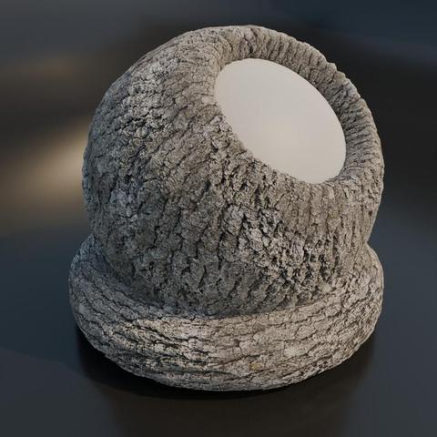Image showing a test of the bark shader on torus and material ball.