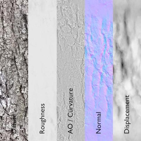 Image showing some of the various images used for the Bark shader.