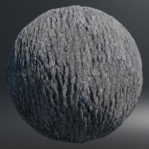 Image showing the bark shader tested on a simple ball.