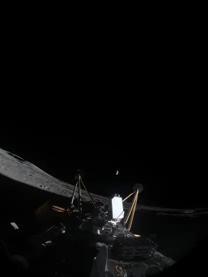  Athena spacecraft lying on its side.