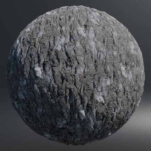 Image showing the bark shader tested on a simple ball.
