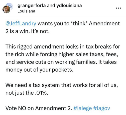Louisiana needs to vote no for all 4 amendments 