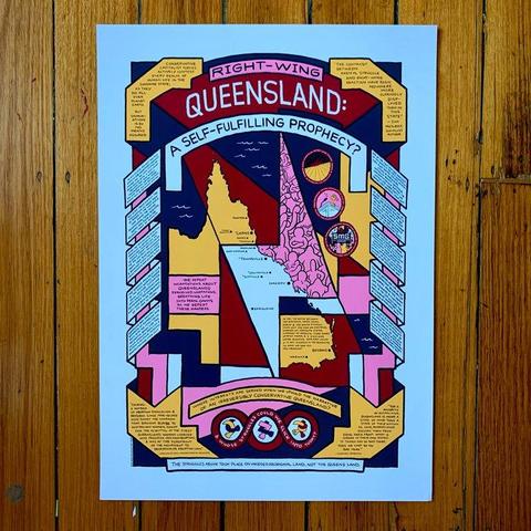 Struggles on unceded Aboriginal Land not “queens’ Land 

Art illustration poster of working class history and locations by Sam Wallman