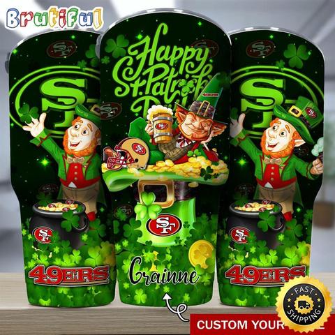 Custom Name NFL San Francisco 49ers Tumbler The Saint Patricks Day Tumbler For Fans