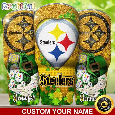 Custom Name NFL Pittsburgh Steelers Tumbler Nfl Patricks Day Tumbler