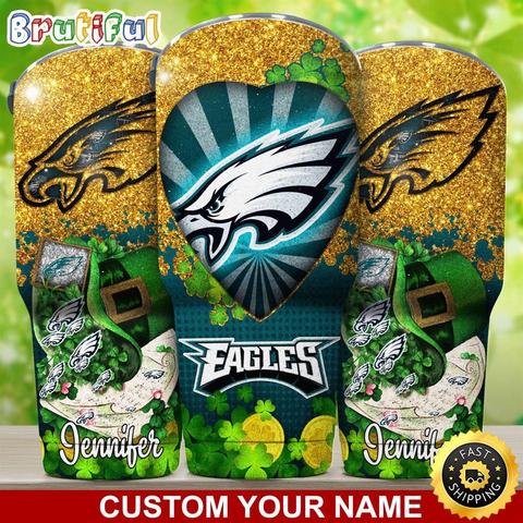 Custom Name NFL Philadelphia Eagles Tumbler Nfl Patricks Day Tumbler