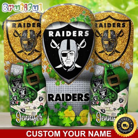 Custom Name NFL Oakland Raiders Tumbler Nfl Patricks Day Tumbler