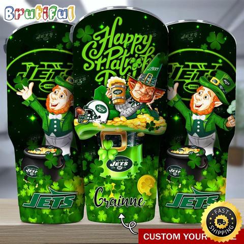 Custom Name NFL New York Jets Tumbler The Saint Patricks Day Tumbler For Fans