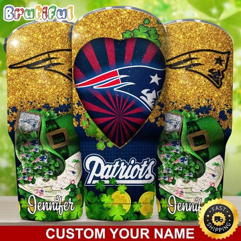 Custom Name NFL New England Patriots Tumbler Nfl Patricks Day Tumbler