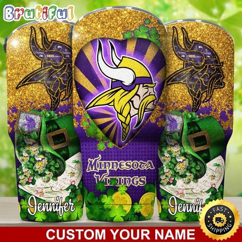 Custom Name NFL Minnesota Vikings Tumbler Nfl Patricks Day Tumbler