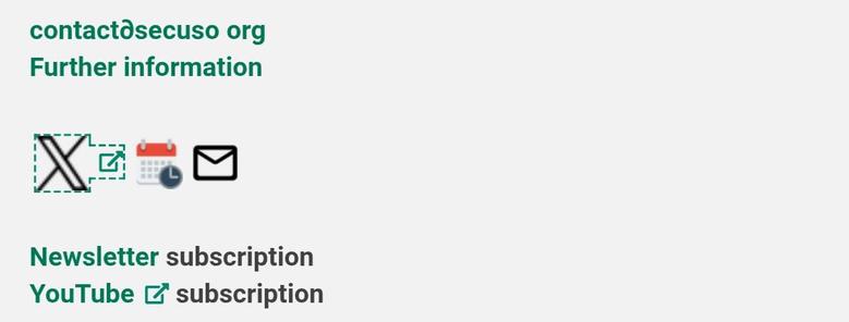 Screenshot kit Website von SECUSO.
Zu sehen sind dort die Symbole von X calender und mail