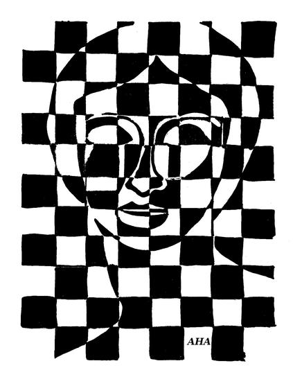op-art portrait of a woman