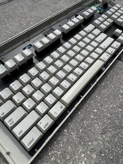 An hour after applying retrobrite to my AEK’s spacebar.