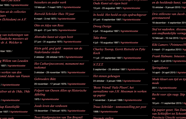 screendump van stukje webpagina met tentoonstellingen