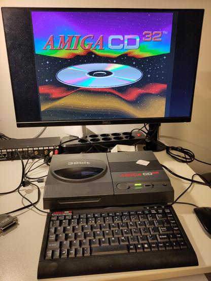TerribleFire 360 expanded CD32 running with the Imperator CD32 adapter, showing the Amiga CD32 boot logo.