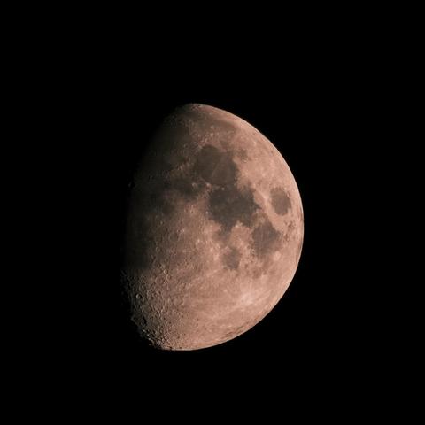 Close up of the moon, the sky is clear. Good visibility