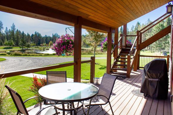 Deck of the Merry Moon Suite at Haymoon Resort in Whitefish Montana