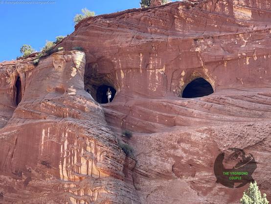 The Sand Caves north of Kanab off Hwy 89 above the Dinosaur tracks. You scramble up to funky caves at the top offering a gorgeous view of the Utah landscape. Read more: https://thevagabondcouple.blogspot.com/2024/07/trans-america-overland-road-trip-part-7-kanab-hurricane-st-george-utah-bryce-canyon-coral-pink-sand-dunes-sand-caves.html

#VagabondCouple #Utah #utahphotographer #travel #kanab #roadtrip #overland #overlanding