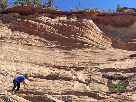 The Sand Caves north of Kanab off Hwy 89 above the Dinosaur tracks. You scramble up to funky caves at the top offering a gorgeous view of the Utah landscape. Read more: https://thevagabondcouple.blogspot.com/2024/07/trans-america-overland-road-trip-part-7-kanab-hurricane-st-george-utah-bryce-canyon-coral-pink-sand-dunes-sand-caves.html

#VagabondCouple #Utah #utahphotographer #travel #kanab #roadtrip #overland #overlanding