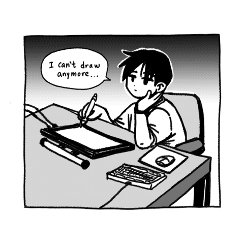 A one-panel comic about art block.