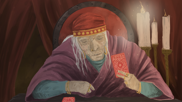 Digital painting of Madame Eva NPC of DND Curse of strahd RPG campaign