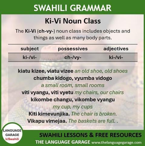 Swahili grammar for the Ki-Vi Noun Class, image of African baskets