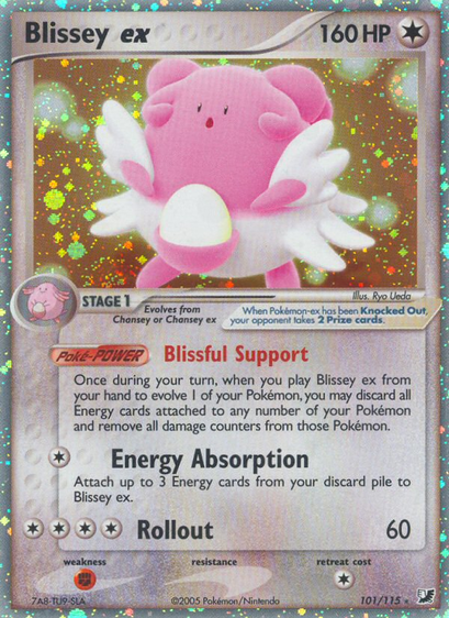 Blissey ex (Unseen Forces) released 2005/08/01. Illustrated by Ryo Ueda.