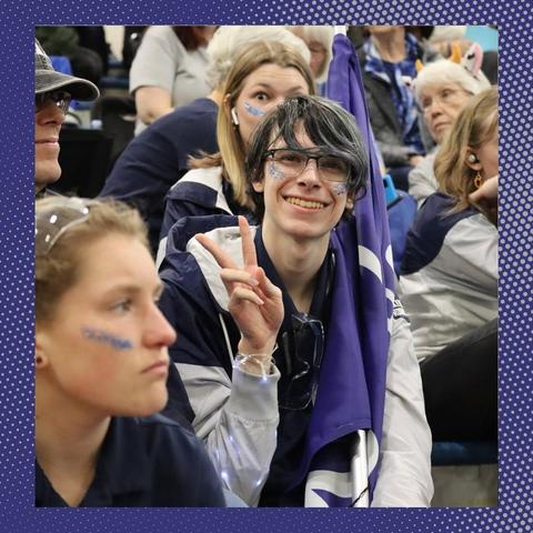 A photo of Joshua Pahlka in the stands at a competition